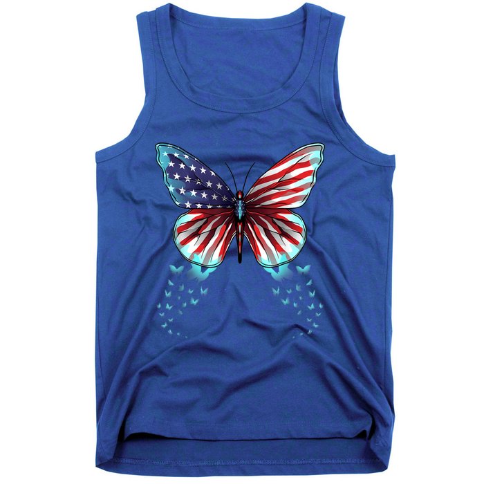 Butterfly Usa Flag Cute 4th Of July Funny American Gift Tank Top