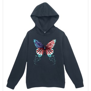 Butterfly Usa Flag Cute 4th Of July Funny American Gift Urban Pullover Hoodie