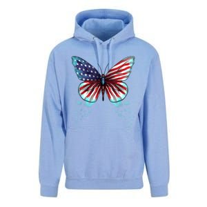 Butterfly Usa Flag Cute 4th Of July Funny American Gift Unisex Surf Hoodie