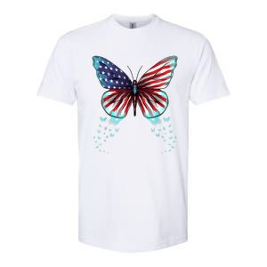 Butterfly Usa Flag Cute 4th Of July Funny American Gift Softstyle CVC T-Shirt