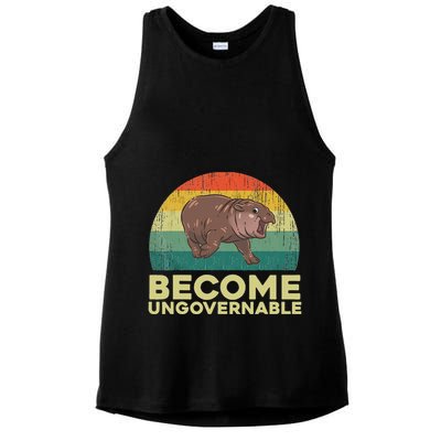 Become Ungovernable Funny Baby Hippo Moo Deng Funny Saying Ladies PosiCharge Tri-Blend Wicking Tank