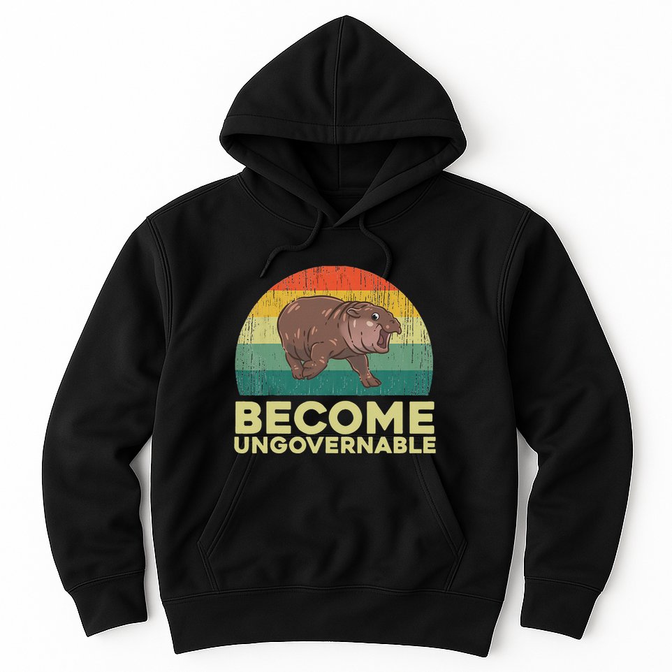 Become Ungovernable Funny Baby Hippo Moo Deng Funny Saying Hoodie
