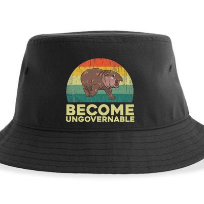 Become Ungovernable Funny Baby Hippo Moo Deng Funny Saying Sustainable Bucket Hat