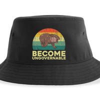 Become Ungovernable Funny Baby Hippo Moo Deng Funny Saying Sustainable Bucket Hat