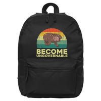 Become Ungovernable Funny Baby Hippo Moo Deng Funny Saying 16 in Basic Backpack