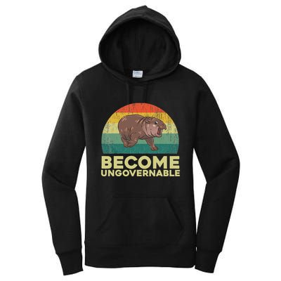 Become Ungovernable Funny Baby Hippo Moo Deng Funny Saying Women's Pullover Hoodie