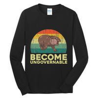 Become Ungovernable Funny Baby Hippo Moo Deng Funny Saying Tall Long Sleeve T-Shirt