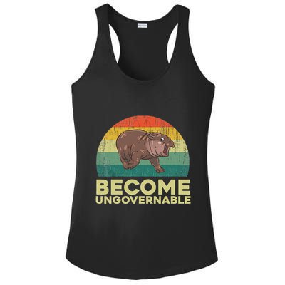 Become Ungovernable Funny Baby Hippo Moo Deng Funny Saying Ladies PosiCharge Competitor Racerback Tank