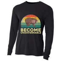 Become Ungovernable Funny Baby Hippo Moo Deng Funny Saying Cooling Performance Long Sleeve Crew