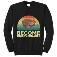 Become Ungovernable Funny Baby Hippo Moo Deng Funny Saying Tall Sweatshirt