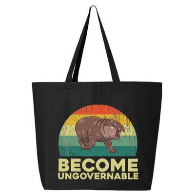 Become Ungovernable Funny Baby Hippo Moo Deng Funny Saying 25L Jumbo Tote