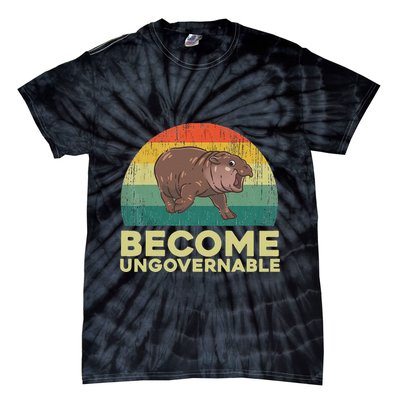 Become Ungovernable Funny Baby Hippo Moo Deng Funny Saying Tie-Dye T-Shirt