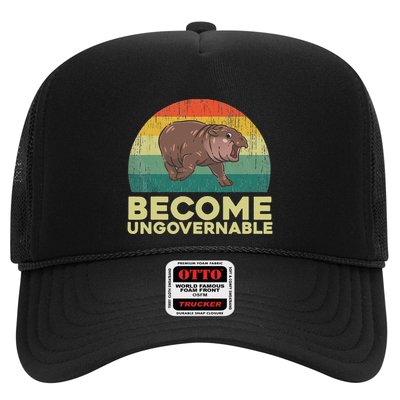 Become Ungovernable Funny Baby Hippo Moo Deng Funny Saying Trucker Hat