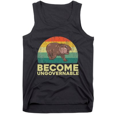 Become Ungovernable Funny Baby Hippo Moo Deng Funny Saying Tank Top