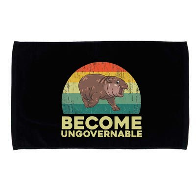 Become Ungovernable Funny Baby Hippo Moo Deng Funny Saying Microfiber Hand Towel