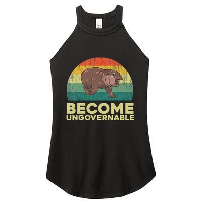 Become Ungovernable Funny Baby Hippo Moo Deng Funny Saying Women's Perfect Tri Rocker Tank