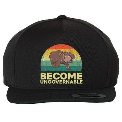 Become Ungovernable Funny Baby Hippo Moo Deng Funny Saying Wool Snapback Cap