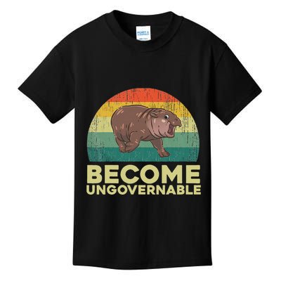 Become Ungovernable Funny Baby Hippo Moo Deng Funny Saying Kids T-Shirt