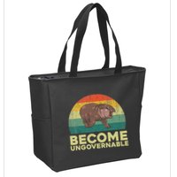 Become Ungovernable Funny Baby Hippo Moo Deng Funny Saying Zip Tote Bag