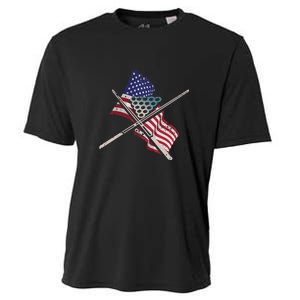 Billiards Usa Flag Billiards Dad Gift For Father’s Day Cooling Performance Crew T-Shirt