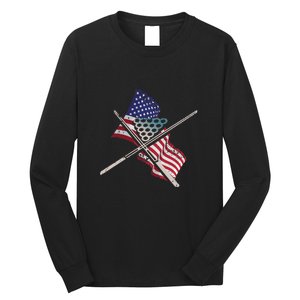 Billiards Usa Flag Billiards Dad Gift For Father’s Day Long Sleeve Shirt