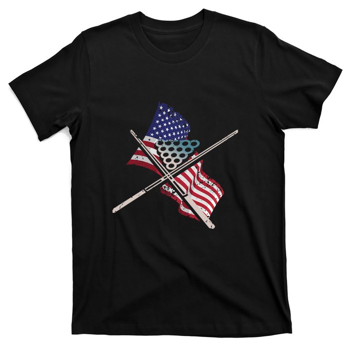 Billiards Usa Flag Billiards Dad Gift For Father’s Day T-Shirt