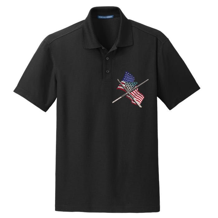 Billiards Usa Flag Billiards Dad Gift For Father’s Day Dry Zone Grid Polo