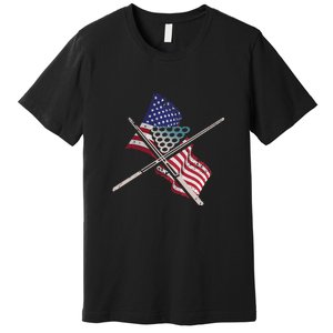 Billiards Usa Flag Billiards Dad Gift For Father’s Day Premium T-Shirt