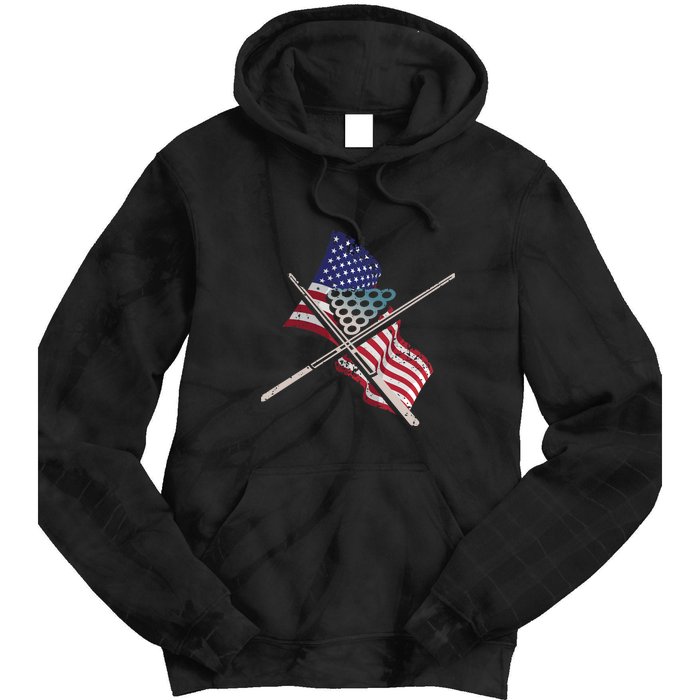 Billiards Usa Flag Billiards Dad Gift For Father’s Day Tie Dye Hoodie