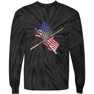 Billiards Usa Flag Billiards Dad Gift For Father’s Day Tie-Dye Long Sleeve Shirt