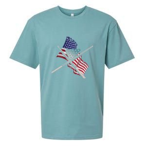 Billiards Usa Flag Billiards Dad Gift For Father’s Day Sueded Cloud Jersey T-Shirt