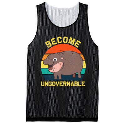 Become Ungovernable Funny Baby Hippo Moo Deng Funny Saying Mesh Reversible Basketball Jersey Tank