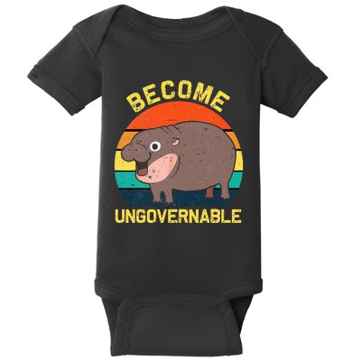 Become Ungovernable Funny Baby Hippo Moo Deng Funny Saying Baby Bodysuit