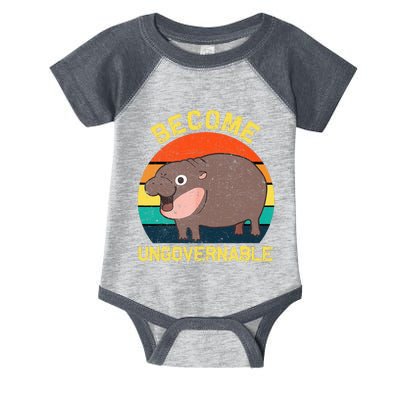 Become Ungovernable Funny Baby Hippo Moo Deng Funny Saying Infant Baby Jersey Bodysuit