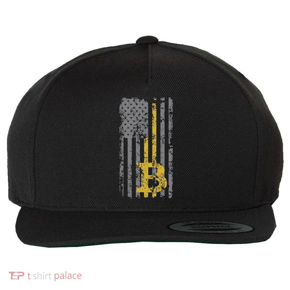 Bitcoin Usa Flag Distressed Digital Currency Lover Wool Snapback Cap