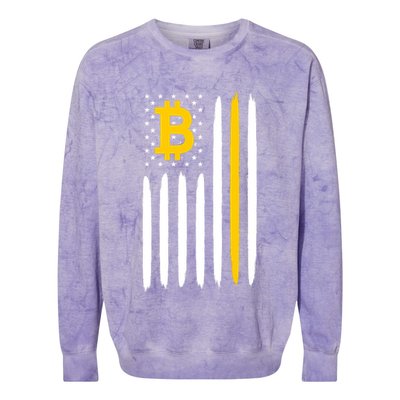 Bitcoin USA Flag Colorblast Crewneck Sweatshirt