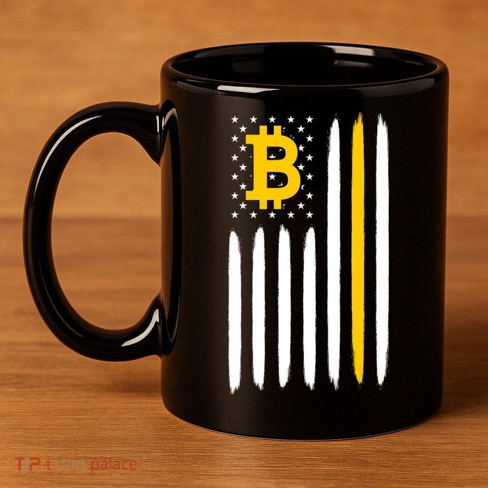 Bitcoin USA Flag 11oz C Handle Ceramic Mug