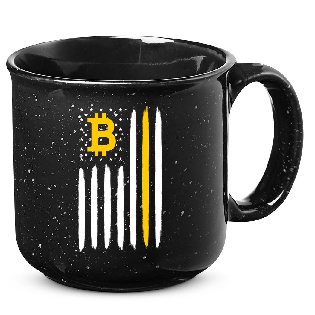 Bitcoin USA Flag 15oz Campfire Ceramic Mug