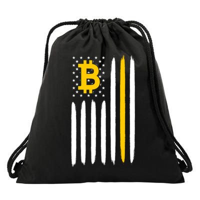 Bitcoin USA Flag Drawstring Bag