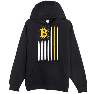 Bitcoin USA Flag Premium Pullover Hoodie