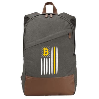 Bitcoin USA Flag Cotton Canvas Backpack