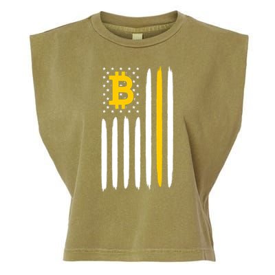 Bitcoin USA Flag Garment-Dyed Women's Muscle Tee