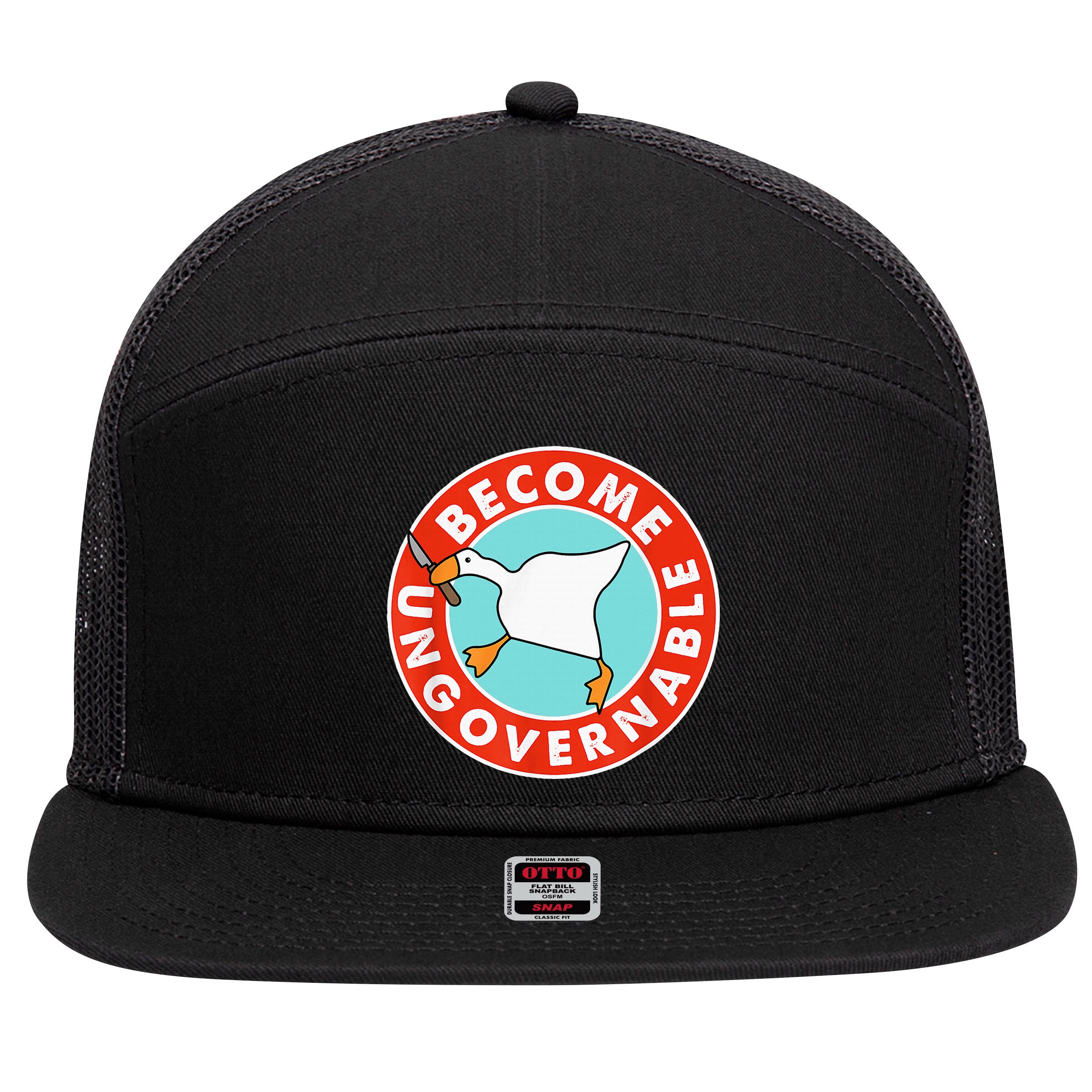 Become Ungovernable Funny Goose 7 Panel Mesh Trucker Snapback Hat