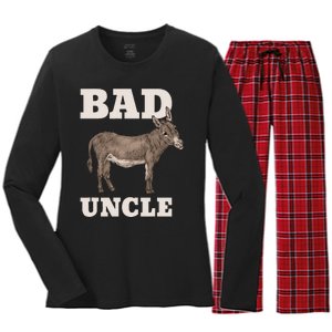 BADASS Uncle Funny Pun Cool Women's Long Sleeve Flannel Pajama Set 