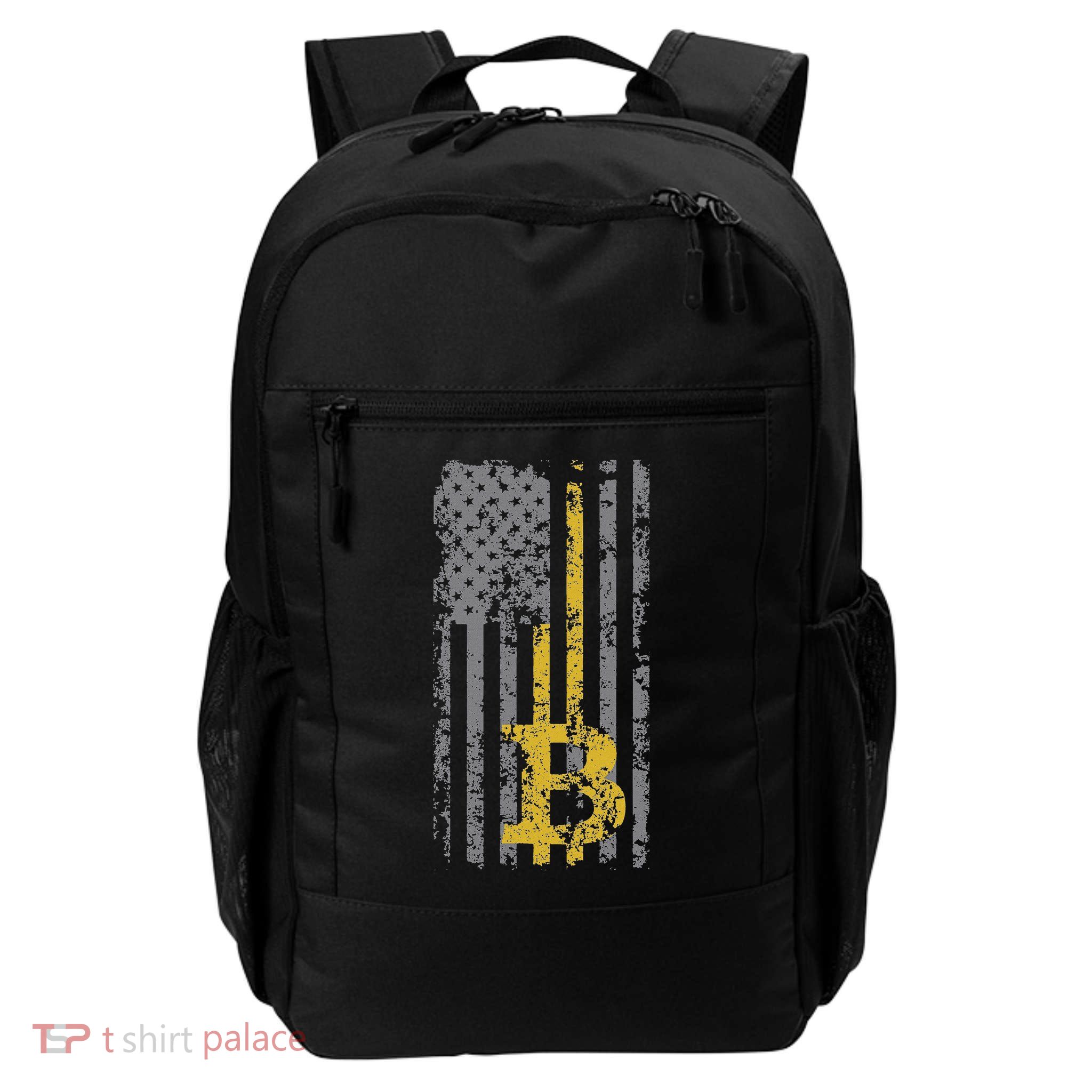 Bitcoin Usa Flag Distressed Digital Currency Lover Daily Commute Backpack
