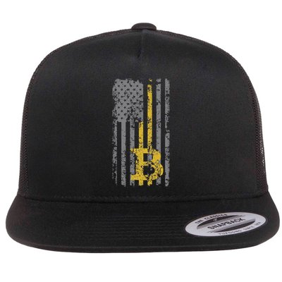 Bitcoin Usa Flag Distressed Digital Currency Lover Flat Bill Trucker Hat
