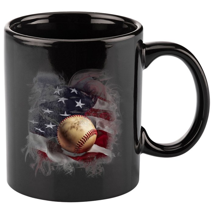 Baseball Usa Flag 11oz C Handle Ceramic Mug