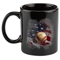 Baseball Usa Flag 11oz C Handle Ceramic Mug
