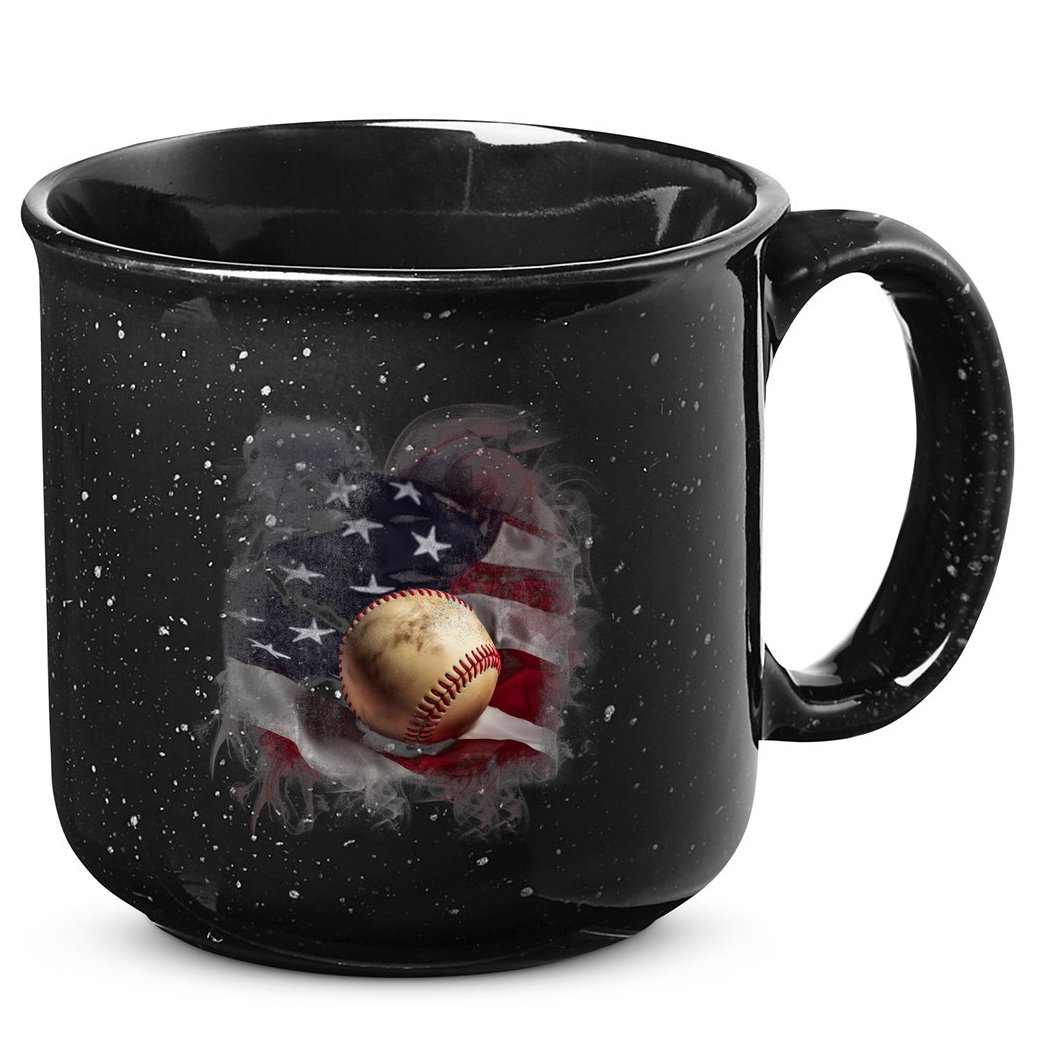 Baseball Usa Flag 15oz Campfire Ceramic Mug