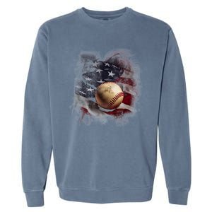 Baseball Usa Flag Garment-Dyed Sweatshirt